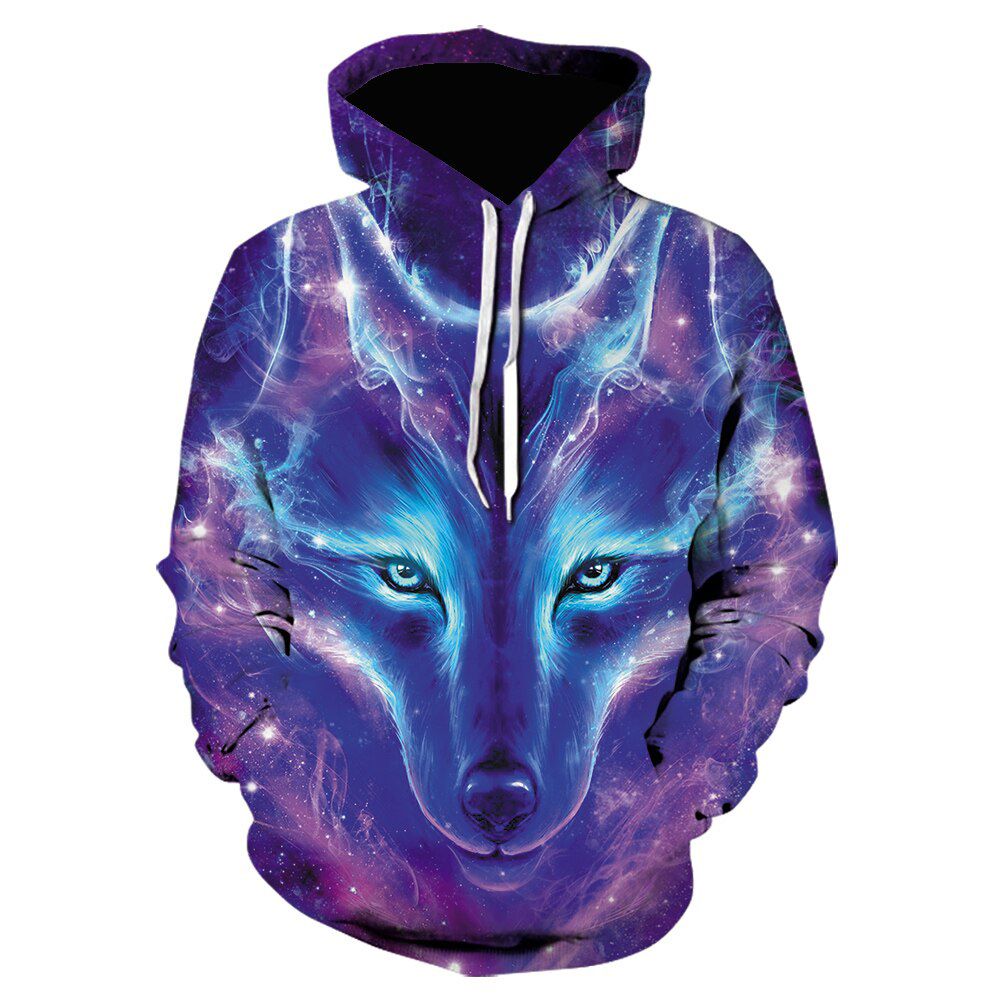 Magic color Galaxy Wolf Hoodie Hoodies Men Women Fashion Spring Autumn Pullovers Sweatshirts Sweat Homme 3D Tracksuit