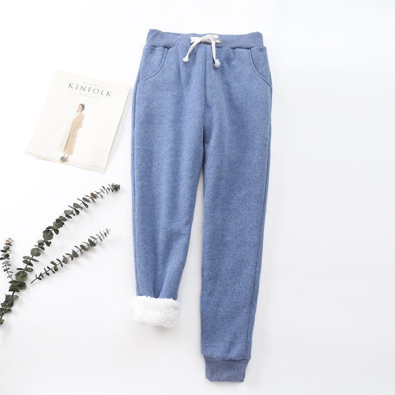 Warm Velvet Winter Pants Women Cashmere Casual Cotton Trousers Sports Straight-Leg Cold-Resistant Harem Pants