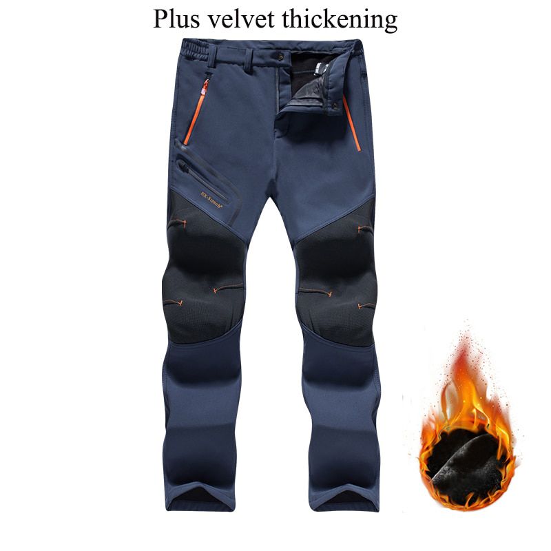 Autumn Winter Men Outdoor Pants Plus Size Fleece Warm Waterproof Windproof Breathable Trousers Sports Hiking Cargo Pants Men