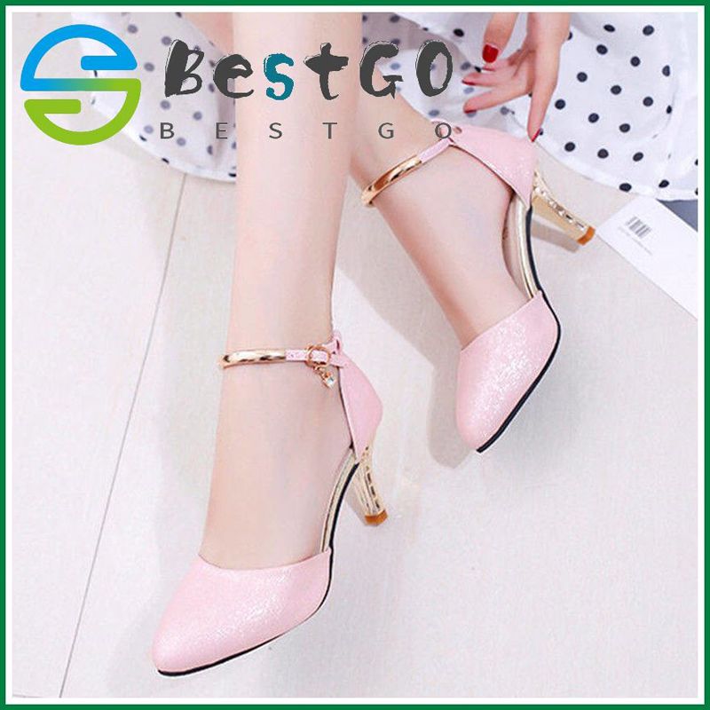women fashion classic buckle strap party & night club pumps lady classic black pu leather spring high heel shoes a3115