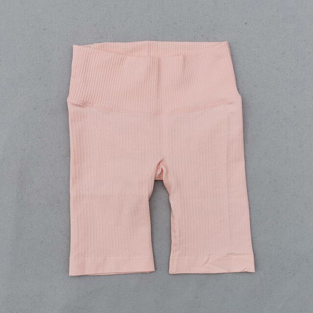 Ribbed Seamless Yoga Shorts High Waisted Biker Shorts For Women Hip Push Up Fitness Workout Shorts 8-inch Inseam Running Legging