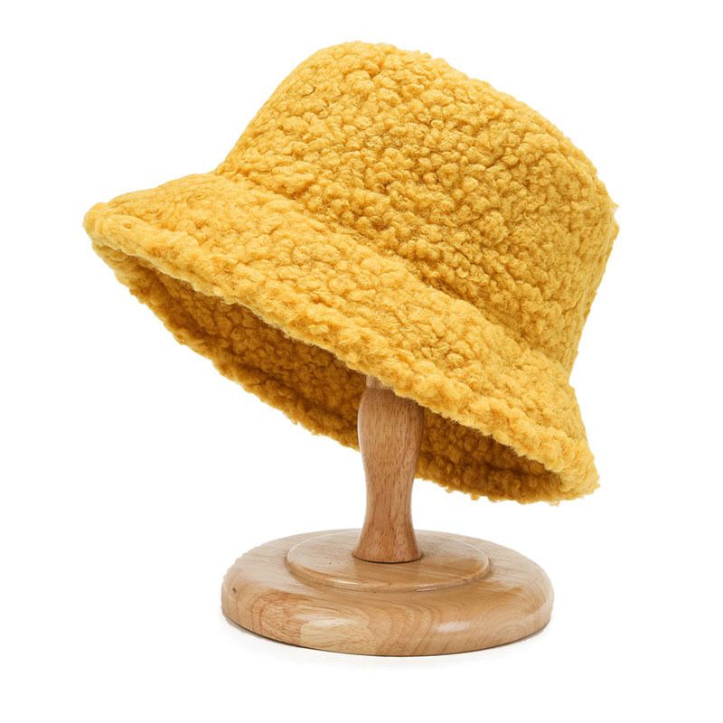 Unisex Harajuku Bucket Hat Graffiti Solid Women Men Fishing Fisherman Hat Autumn Winter Lamb Wool Outdoor Warm Panama Cap