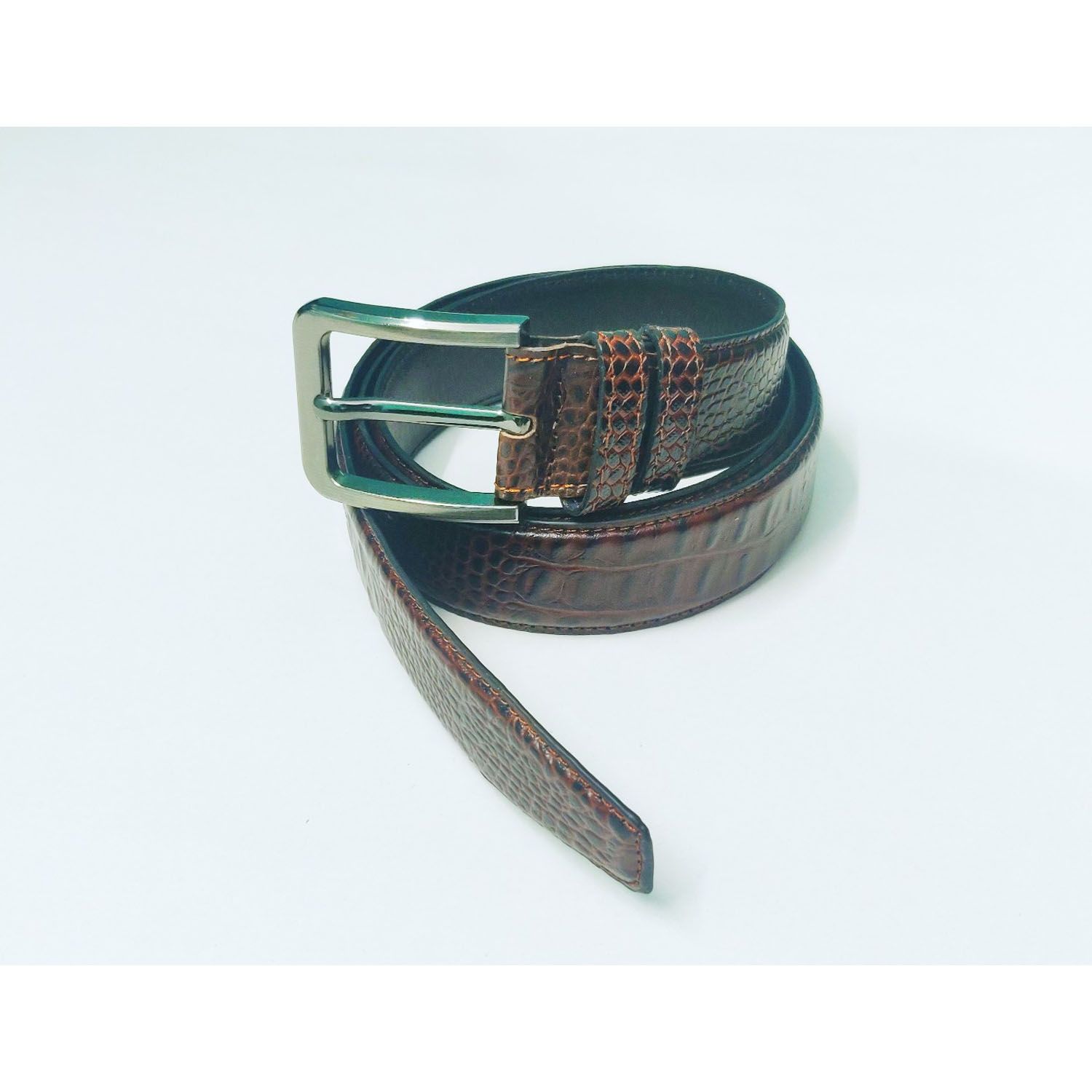 Crocodile Pattern Printed Leather Belt for Men