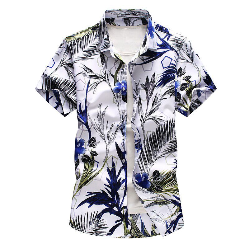 2020 Summer New Men's Hawaiian Shirt Fashion Casual Printing Short Sleeve Flower Shirt Male Brand Plus Size 5XL 6XL 7XL