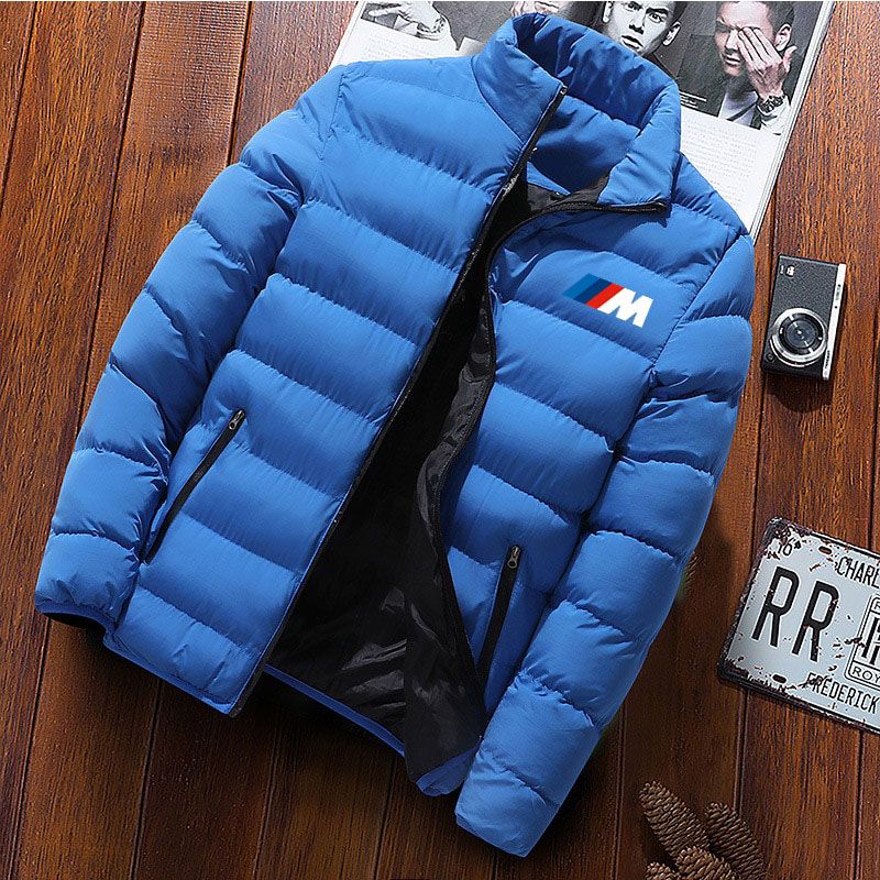Autumn and winter down jacket men's casual jacket windbreaker fashion stand-up collar， men's parka plain coat thick jacket