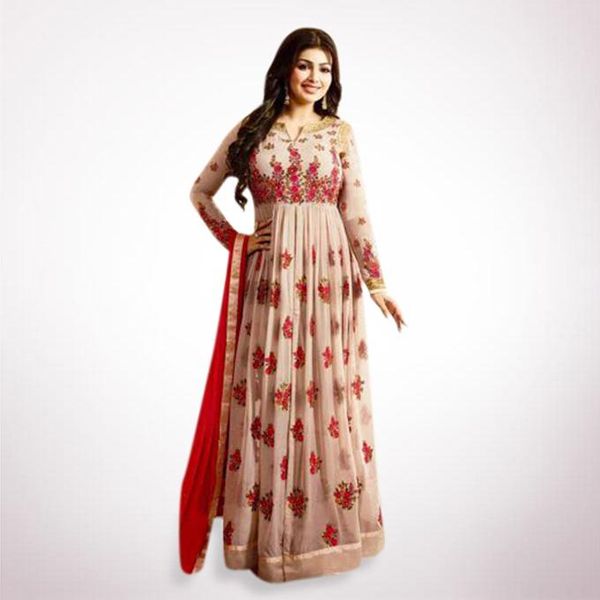 Unstiched Light Pink Georgette Gown For Women