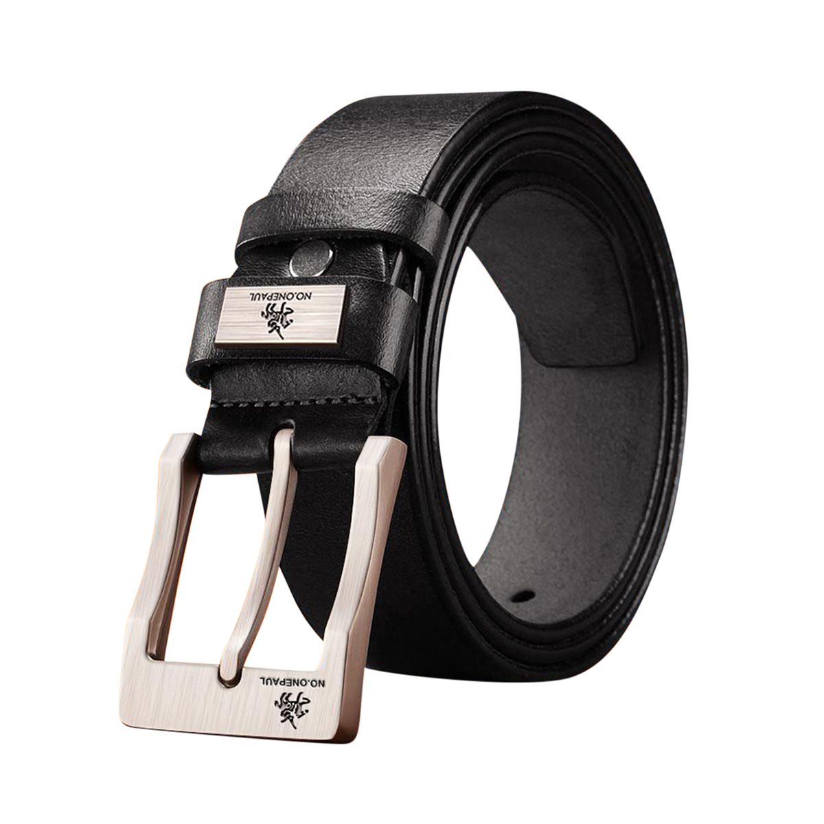 New Black Leather Formal Belt For Men