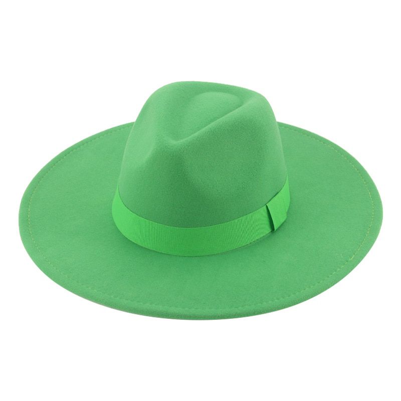 Fedora Hats for Women New 9.5cm Wide Brim Dress Men Caps Felted Hat Panama Church Wedding Ribbon Band Men Hat SombrDe Mujer