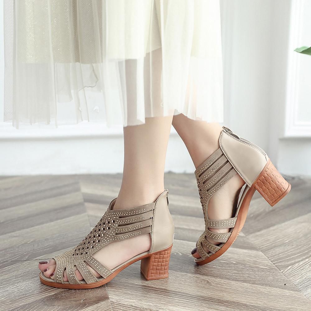 Women Fashion Crystal Hollow Out Peep Toe Wedges Sandals High Heeled Shoes（In stock）