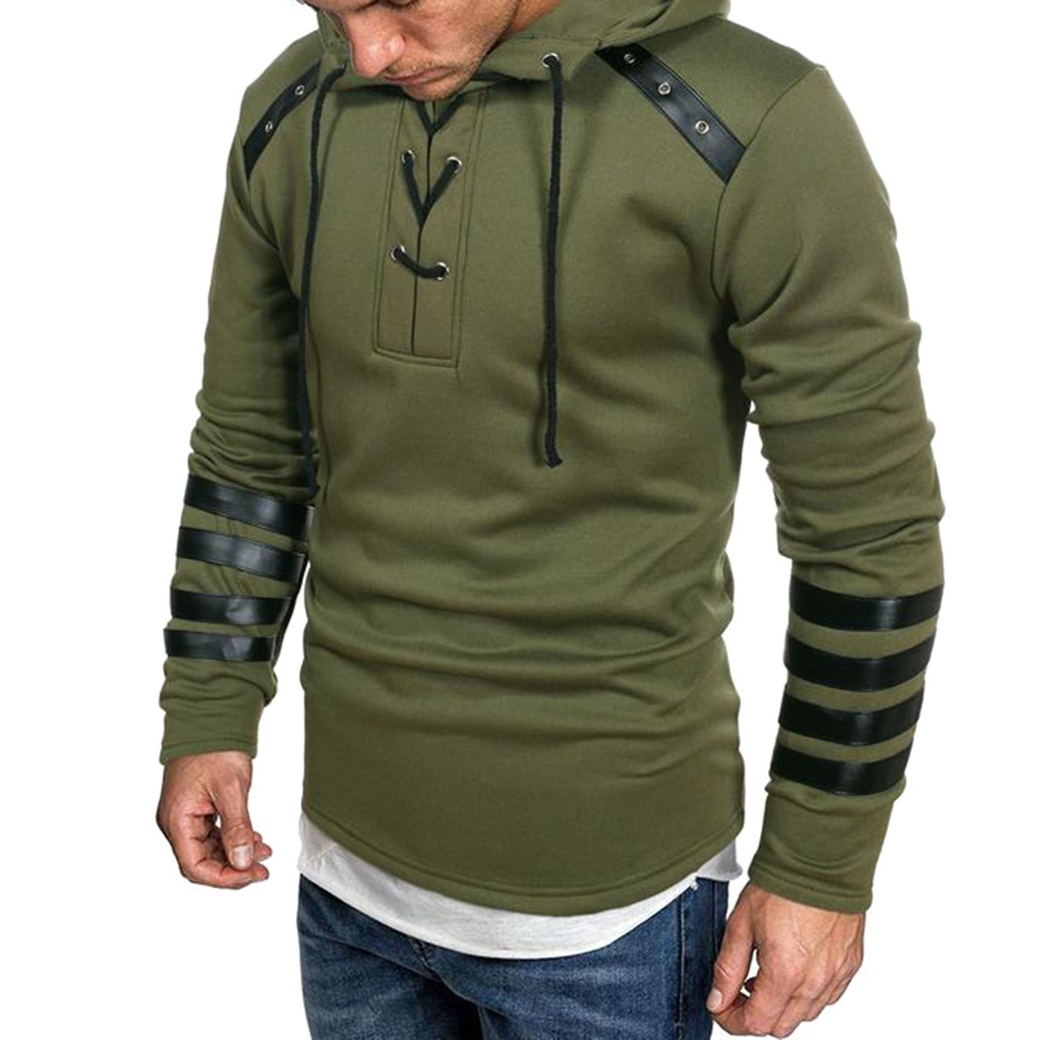 Male Hoodie Solid Color Casual Men Shirt
