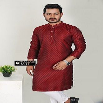 Maroon Color Silk Semi Long Panjabi