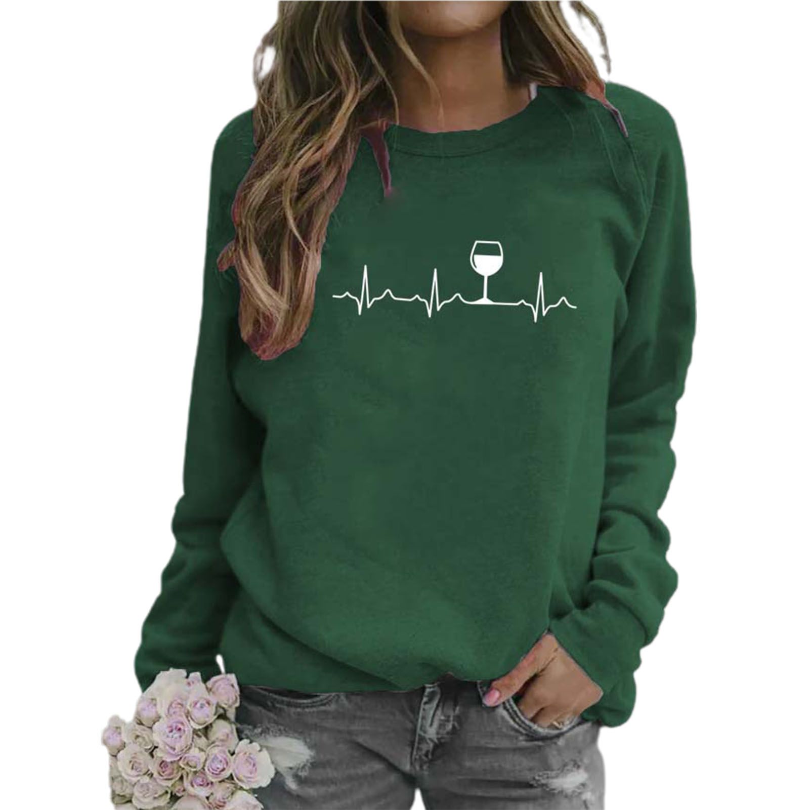Women Sweatshirt Round Neck Loose Fitted Cup Women Sweatshirt