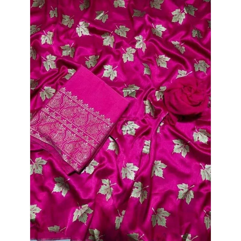 Japani Soft Silk Katan Skin Print Three Piece Salwar Kamiz (3 Piece)