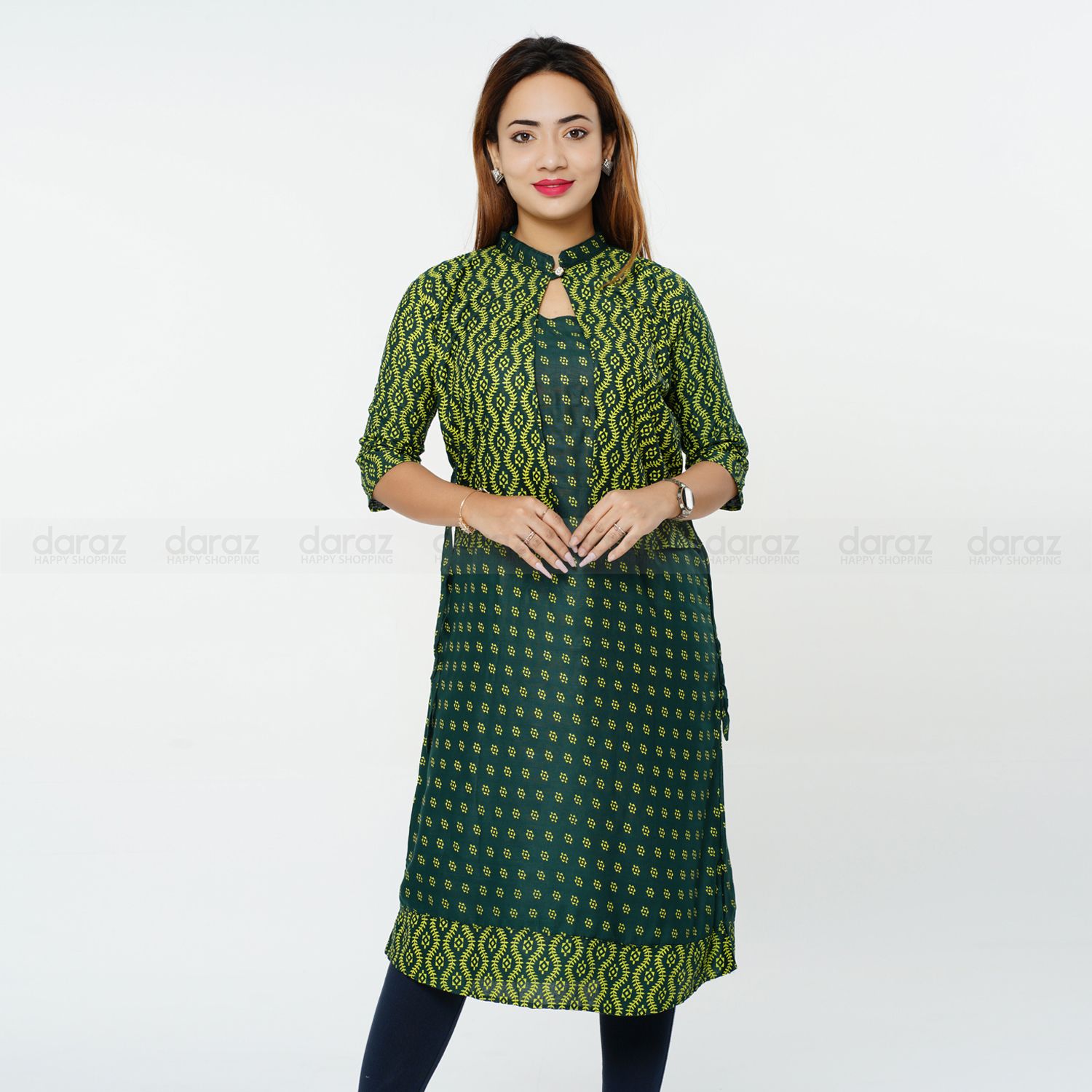 Readymade Stylish Fashionable Koti Hot Kurti For Girls Long Pure Soft Linen (1 Pcs) ShadaMon Shop TT-10