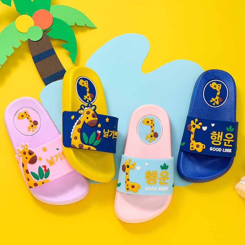 Cute Kids Slippers for Boys Girls Soft Sandals Children Rubber Slippers (Blue,Yellow,Pink,Purple)