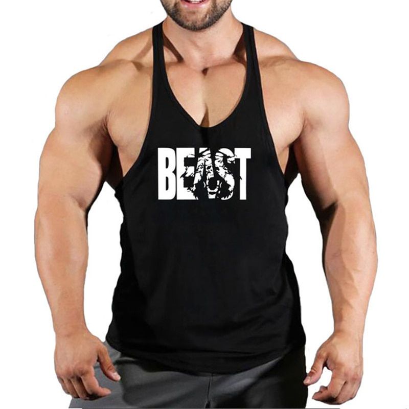 Gym Men printing  Sleeveless Single TaTop Muscle Stringer Athletic Fitness Vest Tops Summer Clothes