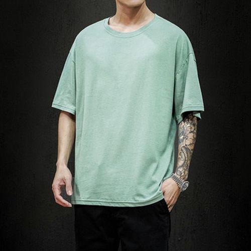 New Summer Men's T Shirt 2021 Fashion Solid T Shirt Mens Oversized Hop Short Sleeve Casual Cotton Mens Streetwear Top Tees