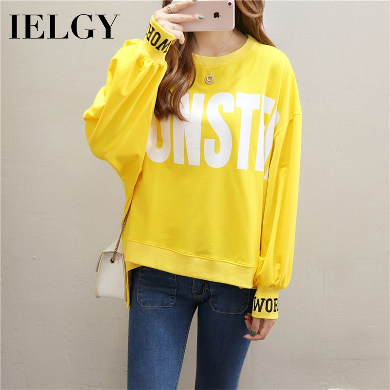 IELGY Thin loose bat sleeve top with long sleeves