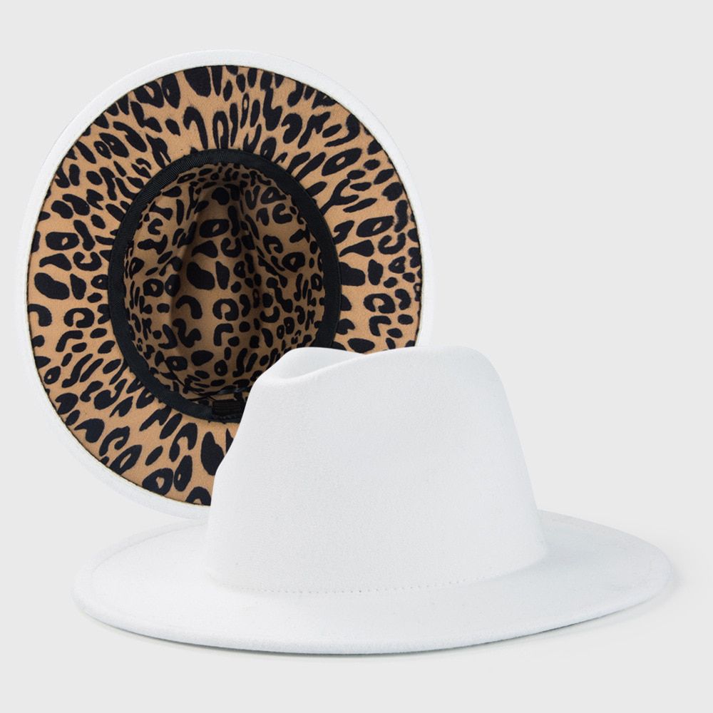 Yellow fedora inner leopard print spring new hat Panama felt hat for men and women jazz hat fedora hat шапка женская