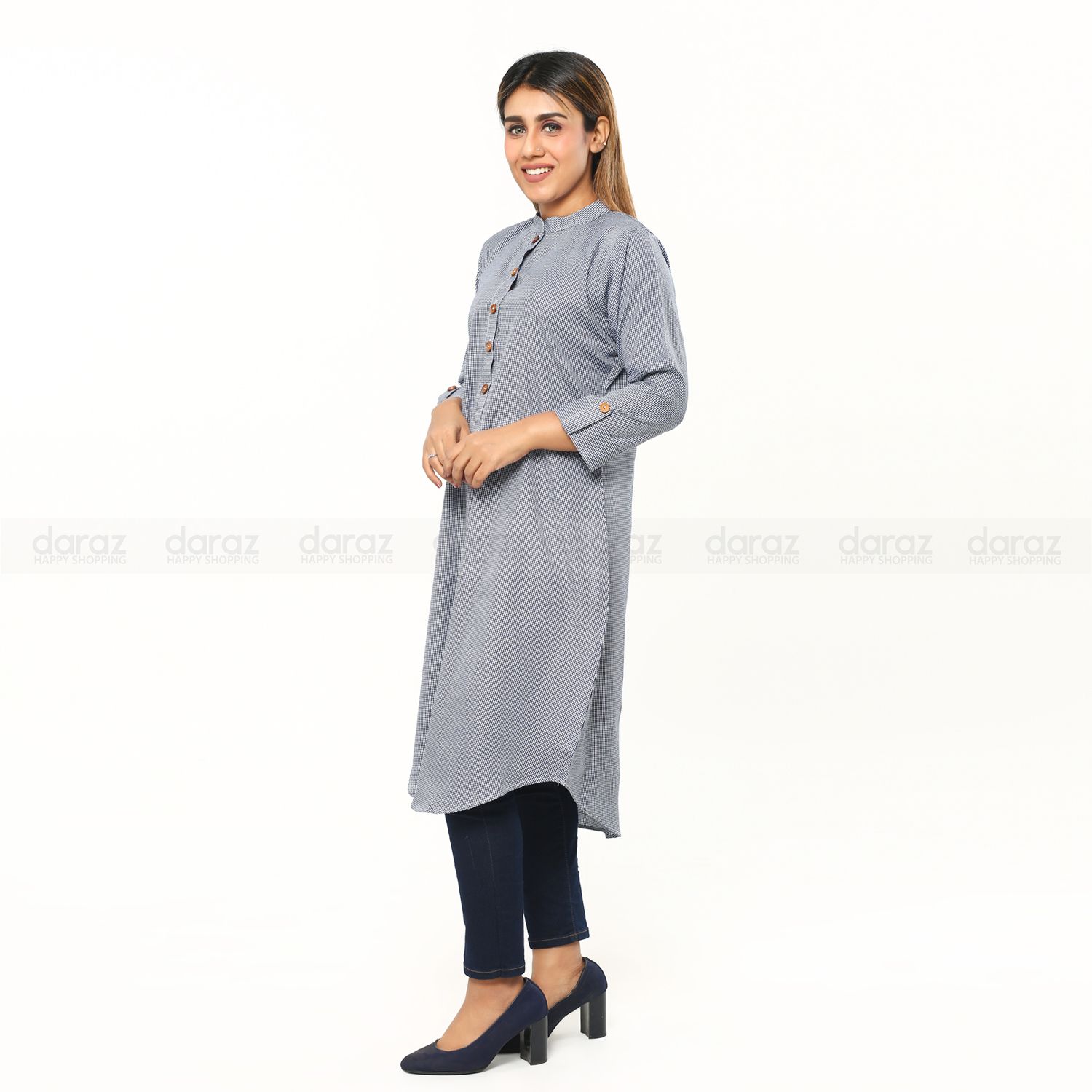 Light Ash Cotton Kurti For Girls
