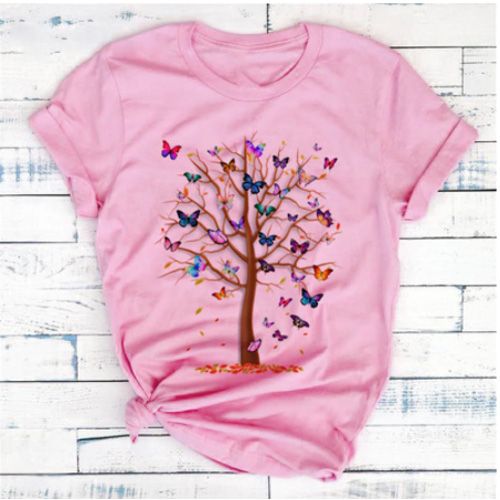 Ladies Pink  Color Short Sleeve cotton T-Shirt