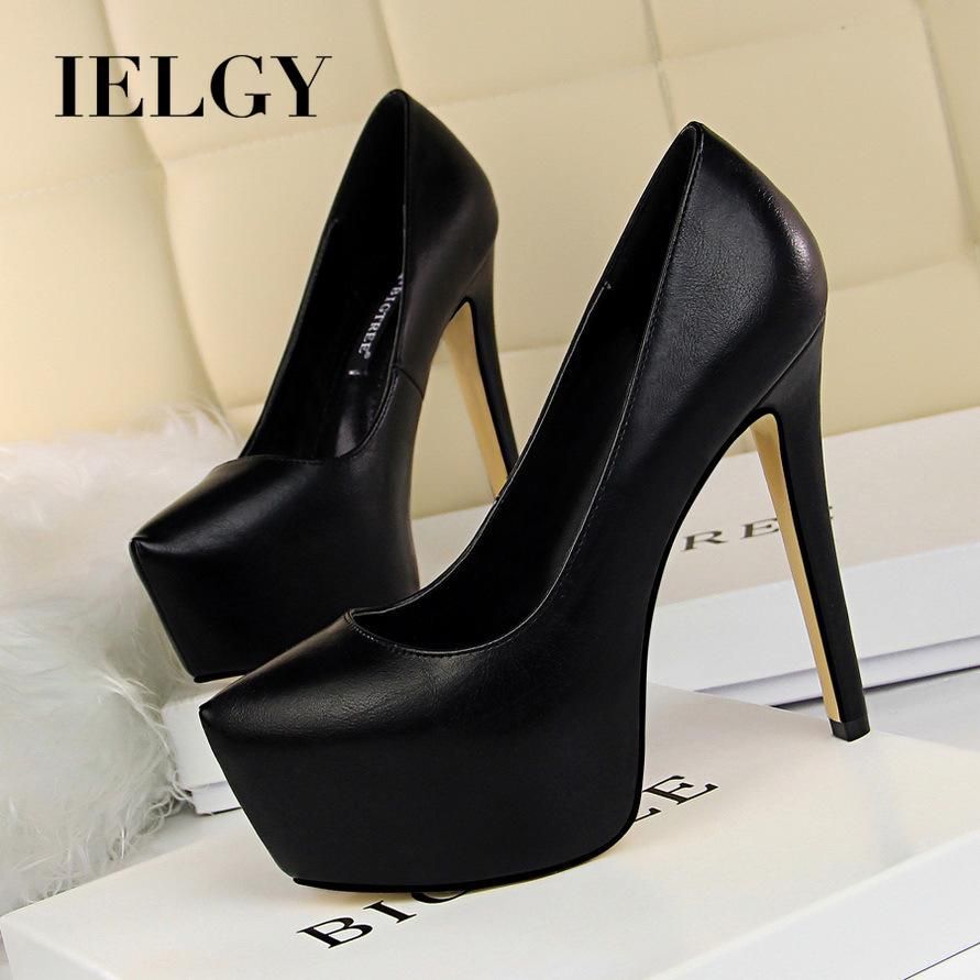 fashion high heel women's stiletto heel high suede shallow mouth pointed metal buckle single shoes(null)
