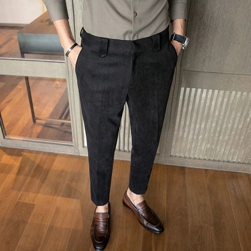 2021 Autumn Winter New Woolen Pants  Men Clothing Slim Fit Suit Pants Elegant Men Formal Pants High Quality Trousers 28-38