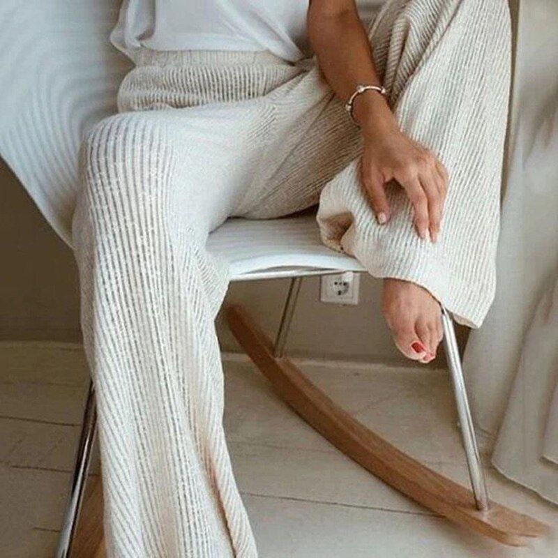 Casual Leisure Wide Leg Pants Women Winter Clothing Plus Size Trousers Fashion Solid Basic High Waist Pantalones