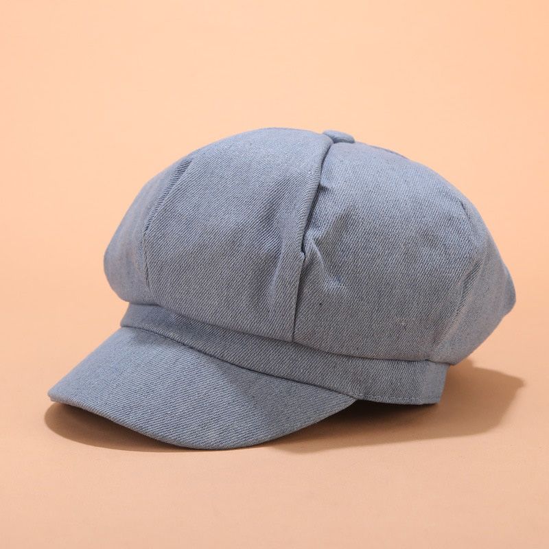 News Summer Men Women Plain BlaDenim Berets Hat Casual UniVisor Octagonal Caps
