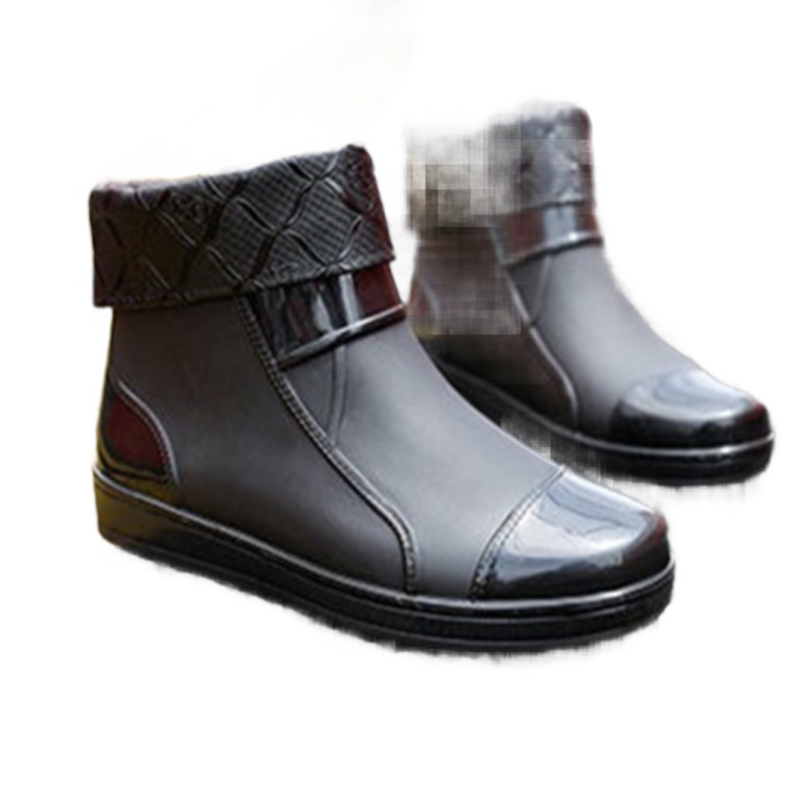 Short barrel rain shoes men waterproof non-slip one-piece rain boots fashion trend water shoes men's kitchen work shoes rubber shoes