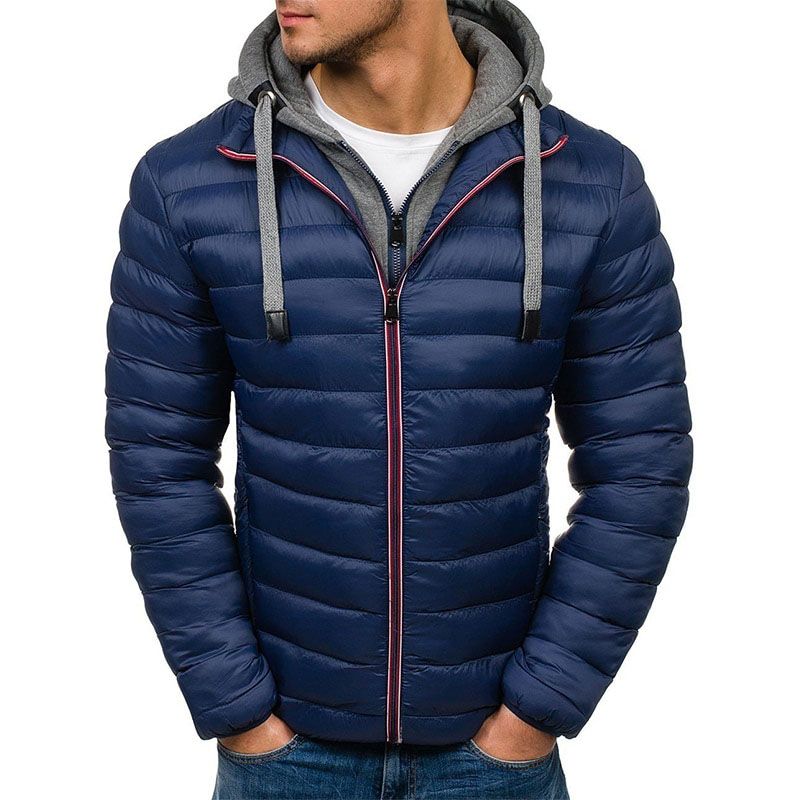 Winter Men Jacket Casual Thick Parka Men Coat Hooded Warm Solid Color Slim Outerwear Male Overcoat Parkas