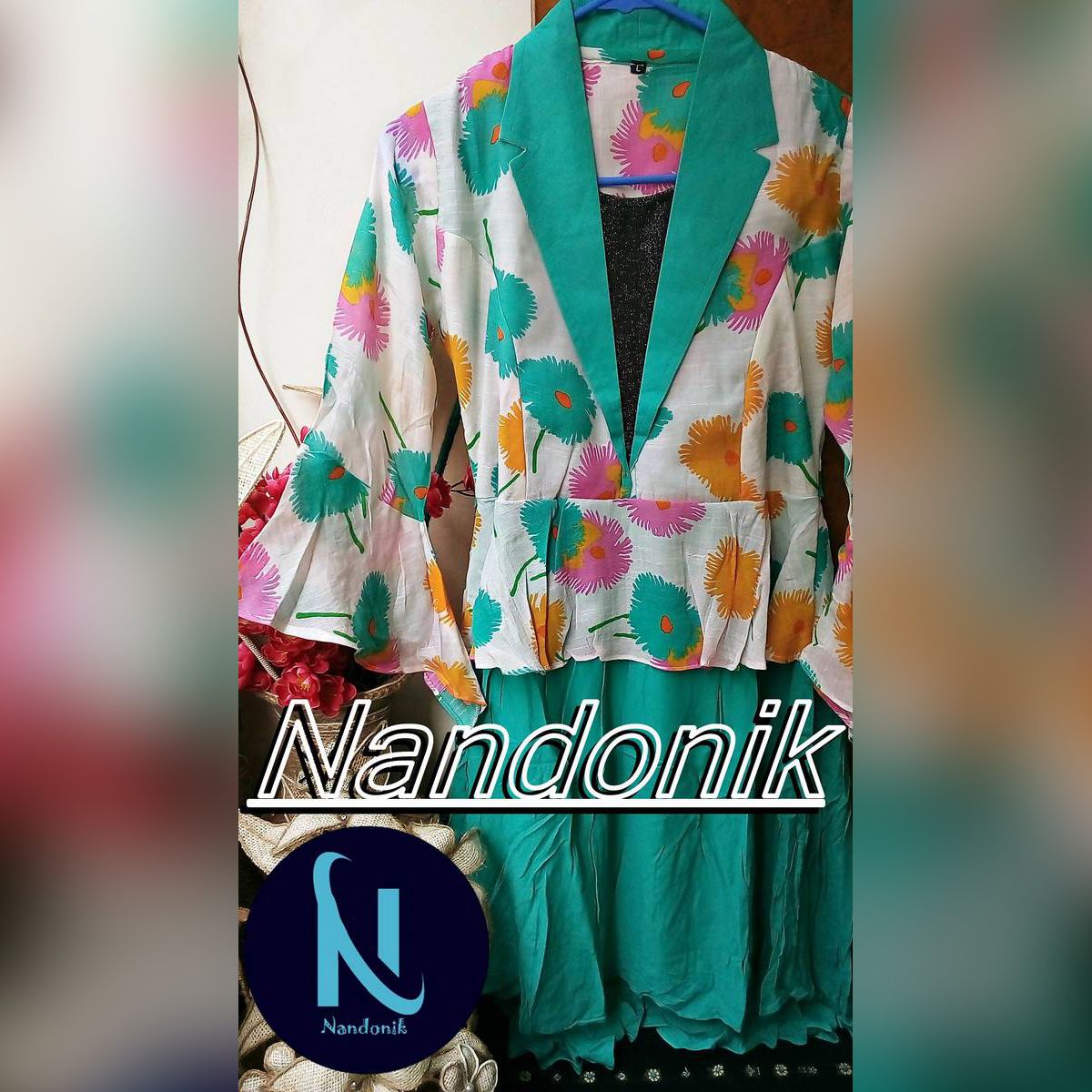 Fashionable Two Tone Blazer Style Swiss Cotton Tunic