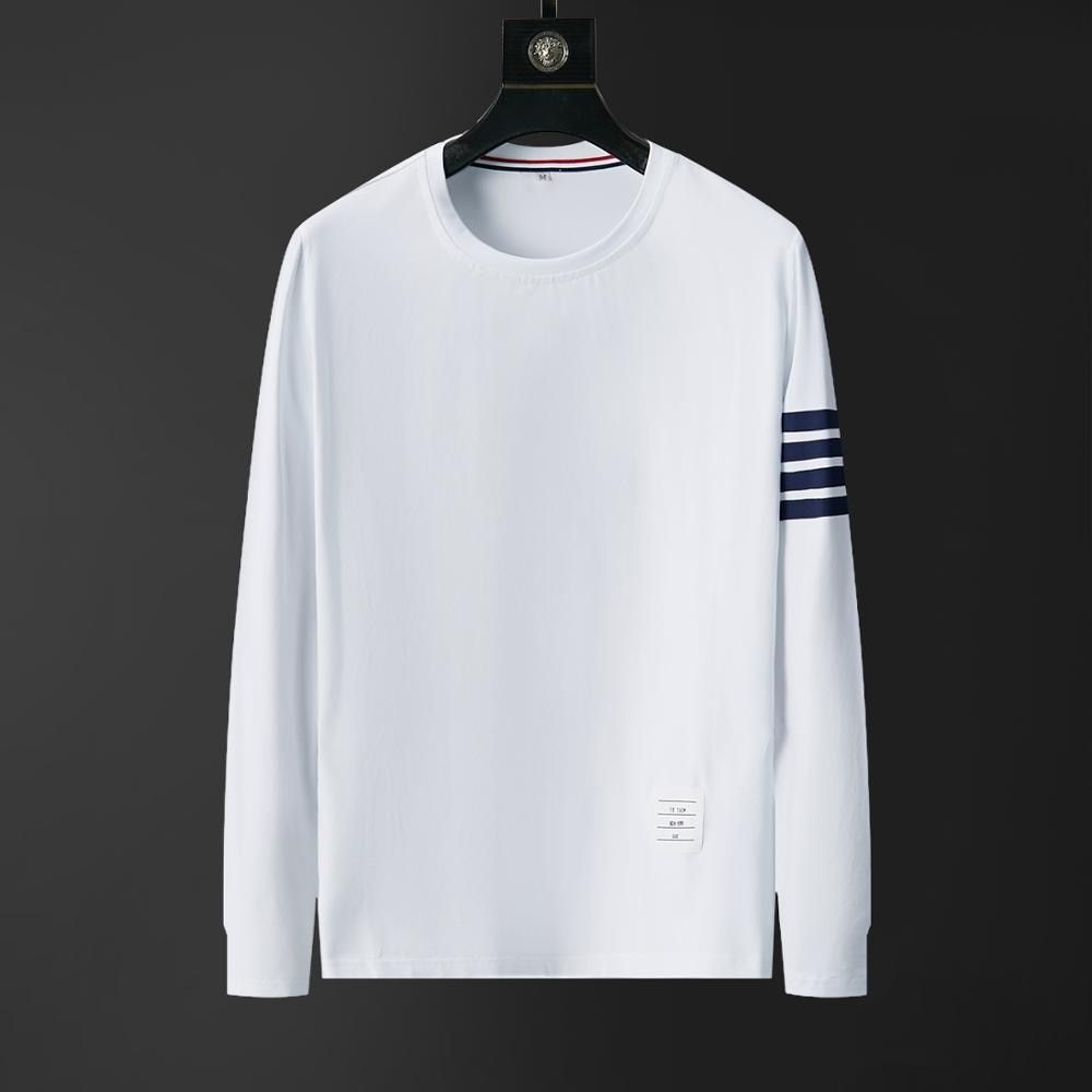 Mens T Shirts Graphic Autumn Long Sleeve Clothes Plus Size Homme Korean Style Fashion Black Striped Tops