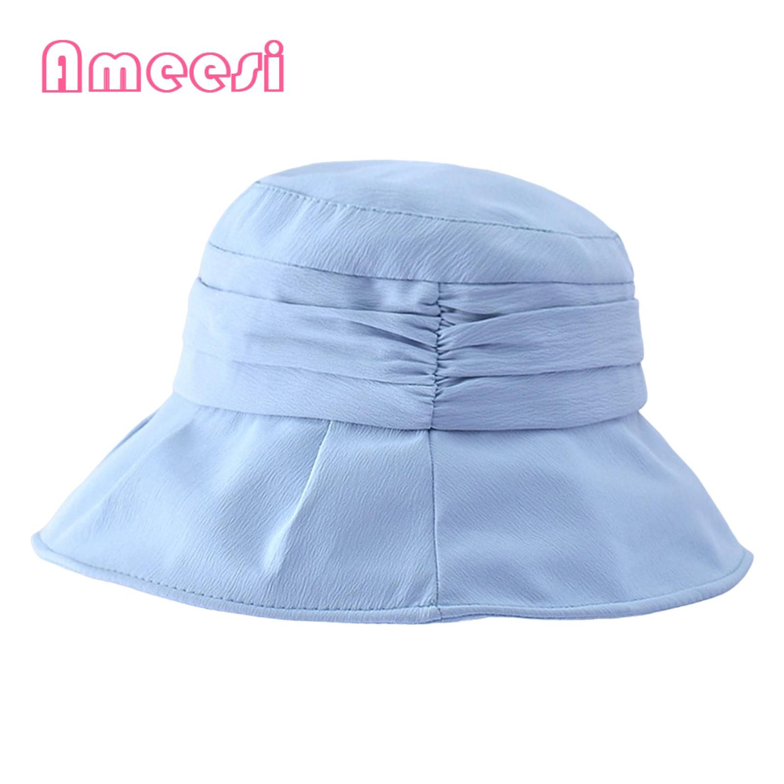 Ameesi Bucket Hat Sweat Absorption Pleated Decor Sunscreen Panama Hat