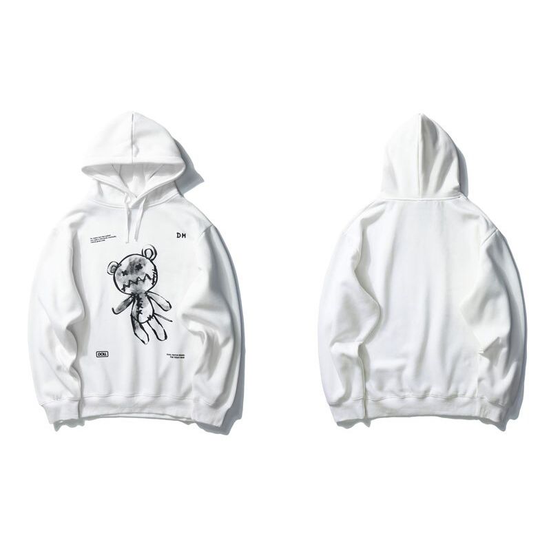GONTHWID Harajuku Toy Bear Print Hooded Sweatshirts Streetwear  Hop Casual Pullover Hoodies Mens Fashion Outwear Tops