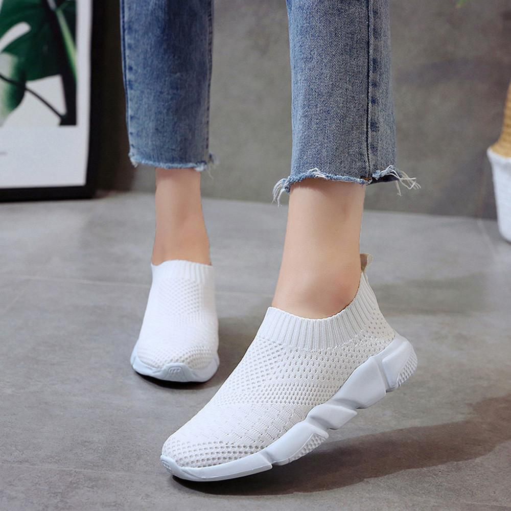 Women Outdoor Mesh Shoes Casual Slip On Comfortable Soles Running Sports Shoes