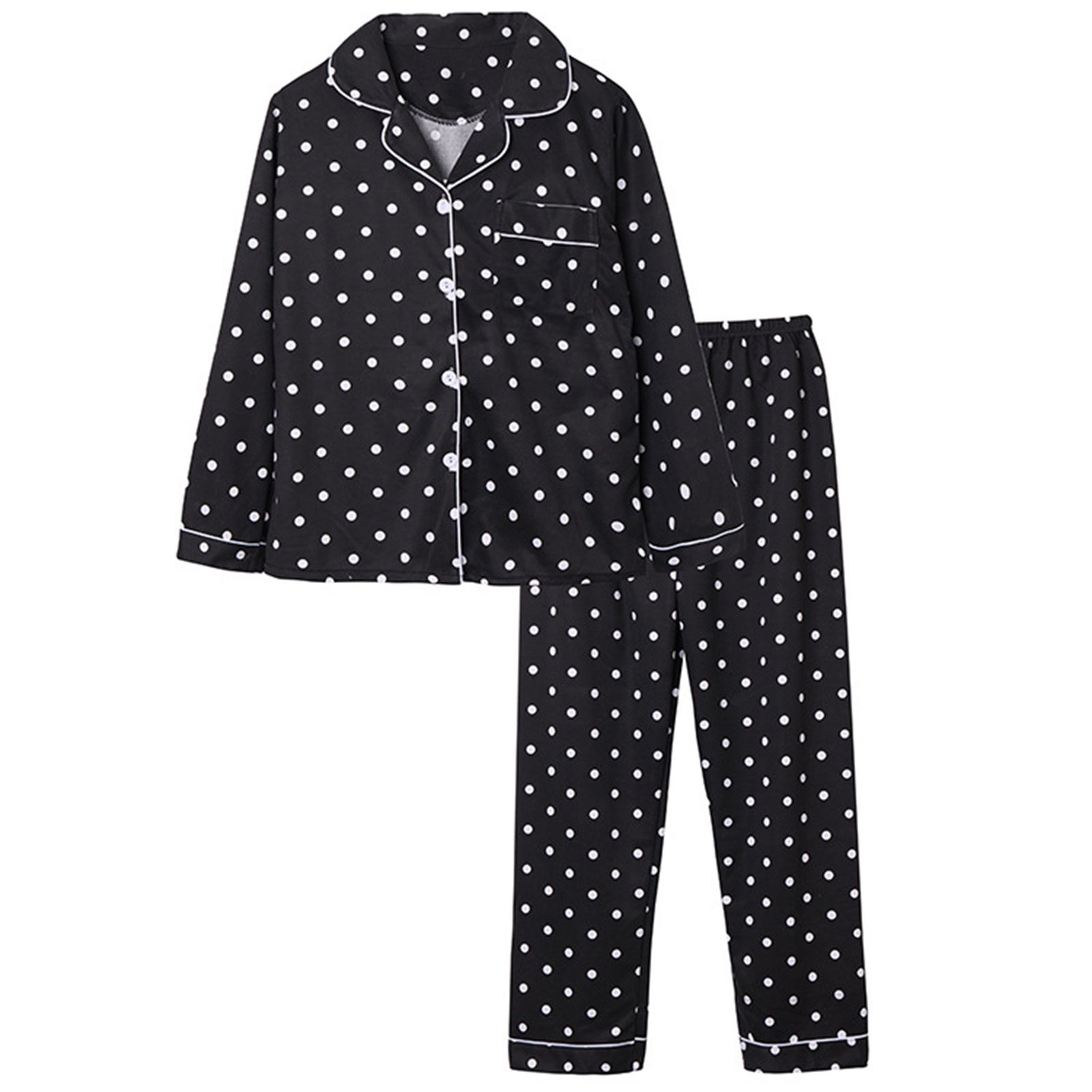 Paja Set Turn-down Collar Casual Dot Pt Lounge Sleepwear