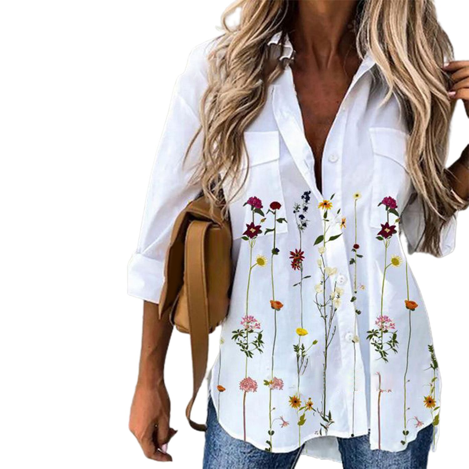 Women Top Printing Loose Women Large Size Long Sleeve Shirt