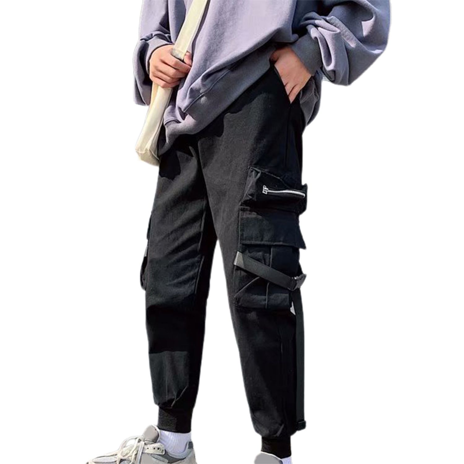 Autumn Cargo Pants Solid Color Leisure Men Trousers