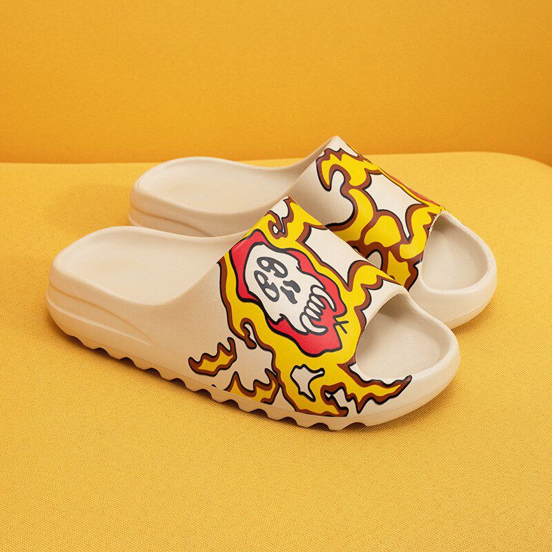 Graffiti Fish Mouth Slippers Thicken Soles Women's Sandals Men and Women's Flip-Flops