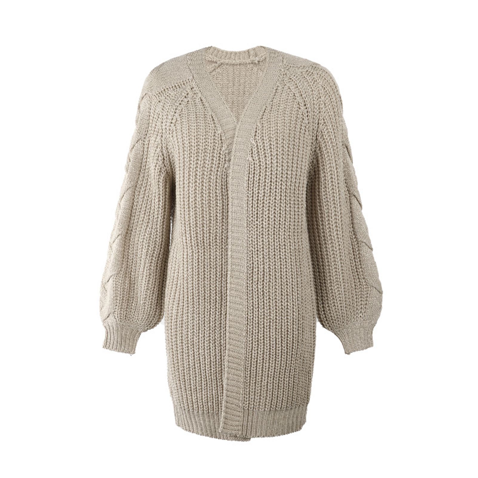 Sweater Coat V-Neck Twist Sleeve Long Women Cardigan