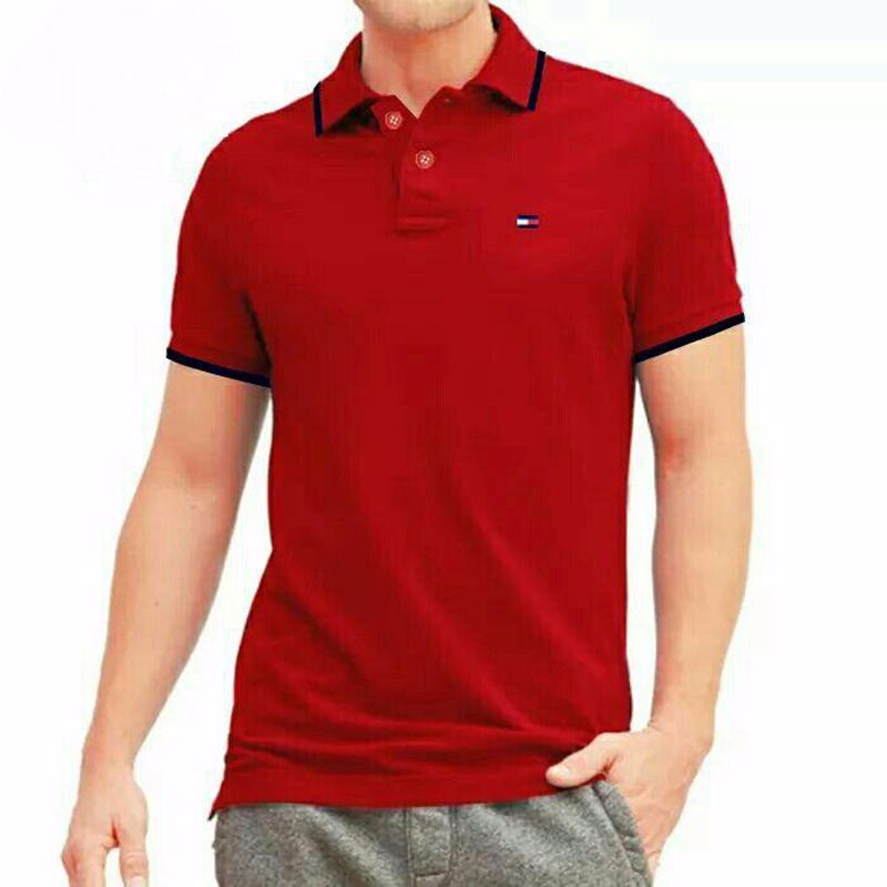 Red Cotton Polo T-shirt for Men