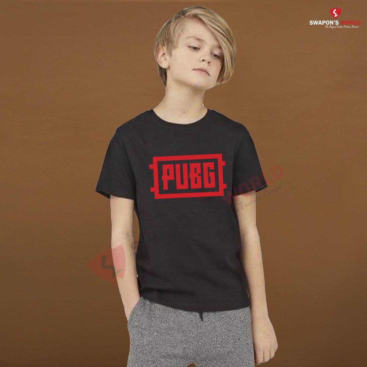 Black Cotton Half Sleeve T-Shirt for Boys- Code-SW4016T