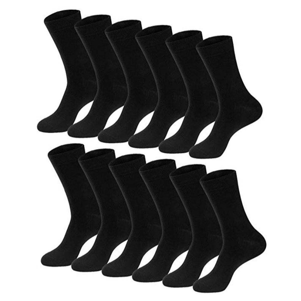12 Pairs Plain Black Long Socks For Men by MB Hosiery