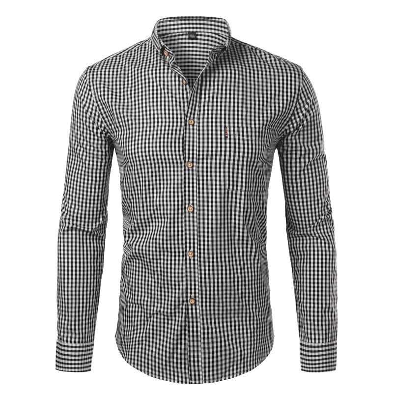 Small Plaid Shirt Men Spring New long Sleeve 100% Cotton Mens Dress Shirts Casual Button Down Chemise Homme Camisa Masculina 4XL