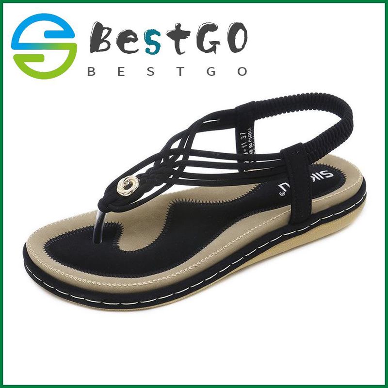 Fashion 2021 Summer Knitted Flat Sandals Flip Flops Womens Shoes Flat Sandals Plus Size Sandals Beach Blue Black Apricot Sandals for Women Korean Style