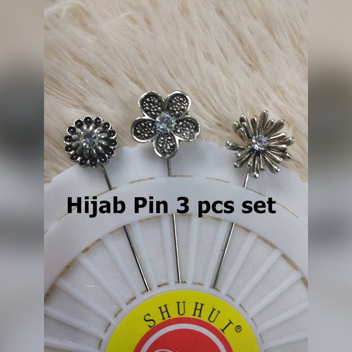 HIJAB ACCESSORIES PIN SILVER COLOUR 3 PCS SET