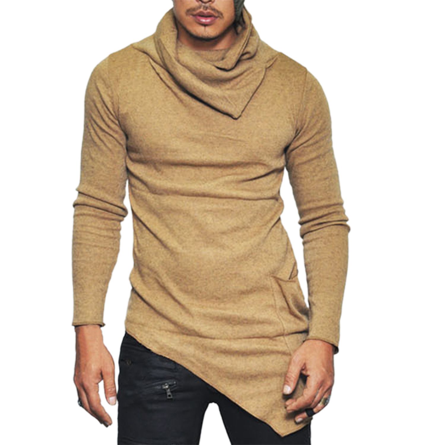 Spring Shirt Pullover Pile-up Collar Oblique Hem Autumn Shirt
