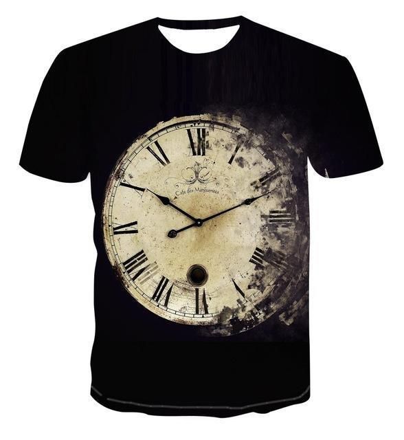 3d Print Personalized Clock Geometry T -Shirt Fashion Street Style Men 'S Summer Short Sleeve Top T -Shirt S -6xl