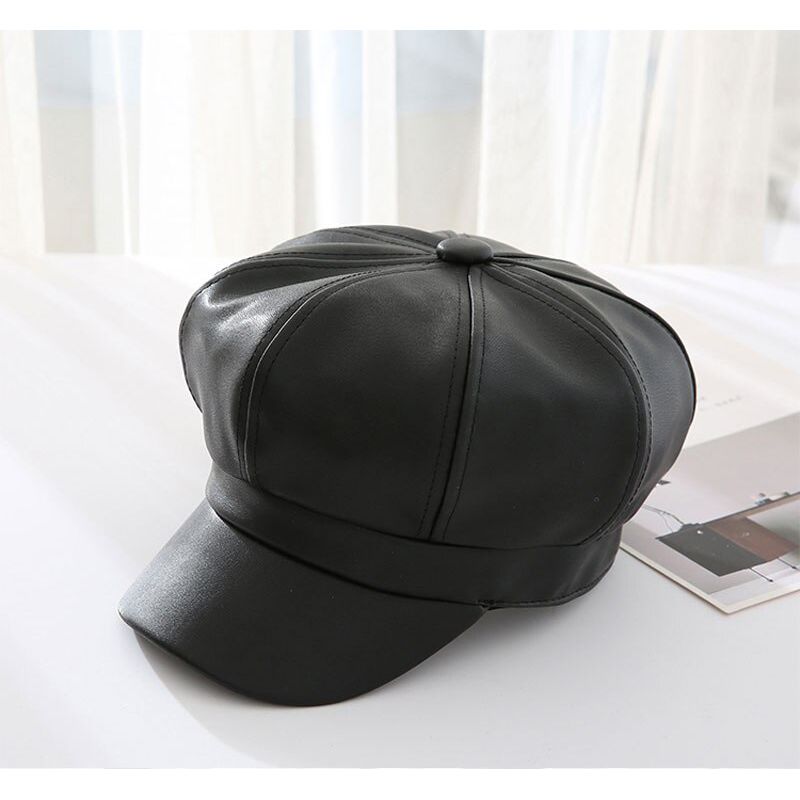MAXSITI U and Winter 2019 Female Pu Cortex Octagonal Cap Adjustable Fashion Hundred Cap Leisure Cap